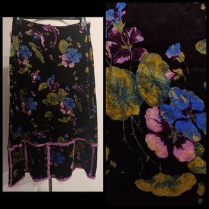 Vintage Betsey Johnson y2k Velvet Panne Floral Skirt Violets